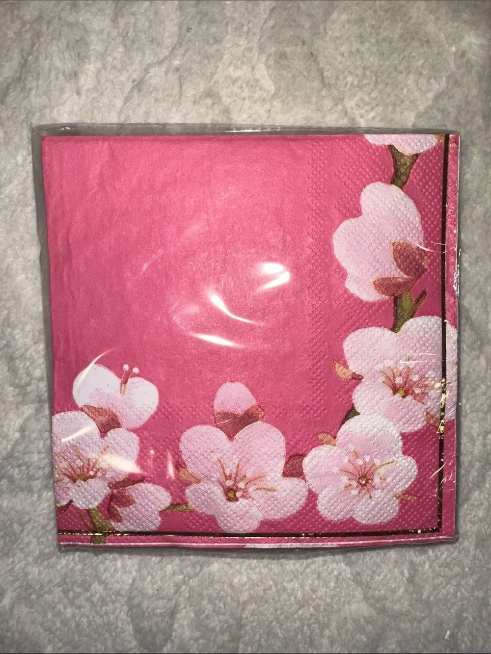 Design Pink Green Cherry Blossoms Floral Guest Towel Beverage Napkins x 4 packs
